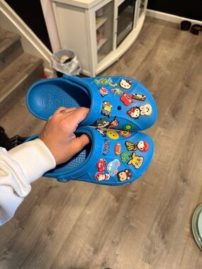 CROCS Bright Blue Kids Clogs with Character Charms
